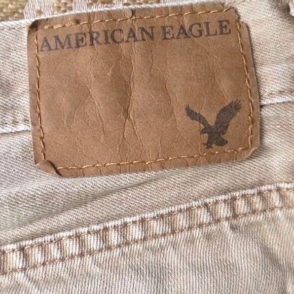 American Eagle Slim Fit Washed Khaki Tan Men's 5-Pocket Casual Jeans Size 32/32 - Picture 6 of 7